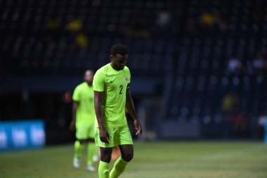 Buriram, Tayland - 8 Haziran 2019: Rhu-Endly Aurelio Jean-Carlo Martina # 2 Curacao oyuncusu Kings Cup final maçı sırasında Chang Arena, Buriram, Tayland