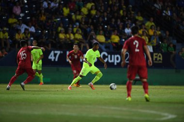 Buriram, Tayland - 8 Haziran 2019: Michael Madionis Mateo # 6 Curacao oyuncusu Kings Cup final maçı sırasında Chang Arena, Buriram, Tayland