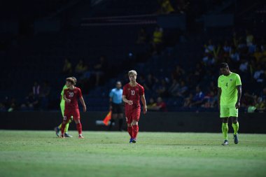 Buriram, Tayland - 8 Haziran. 2019: Nguyn Cng Phng # 10 Vietnam Oyuncusu Kings Cup final maçı sırasında Chang Arena, Buriram, Tayland 'da Curacao' ya karşı