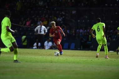 Buriram, Tayland - 8 Haziran. 2019: Nguyn Cng Phng # 10 Vietnam Oyuncusu Kings Cup final maçı sırasında Chang Arena, Buriram, Tayland 'da Curacao' ya karşı