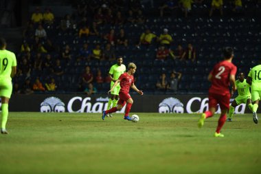 Buriram, Tayland - 8 Haziran. 2019: Nguyn Cng Phng # 10 Vietnam Oyuncusu Kings Cup final maçı sırasında Chang Arena, Buriram, Tayland 'da Curacao' ya karşı
