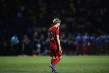 Buriram, Tayland - 8 Haziran. 2019: Nguyn Cng Phng # 10 Vietnam Oyuncusu Kings Cup final maçı sırasında Chang Arena, Buriram, Tayland 'da Curacao' ya karşı