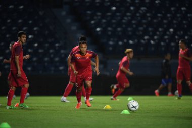 Buriram, Tayland - 3 Haziran 2019: Nguyn Trng Hong # 8 Vietnam oyuncusu 2019 turnuvası öncesinde Chang Arena, Buriram, Tayland