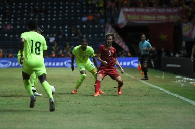 Buriram, Tayland - 8 Haziran 2019: Nguyen Van Toan # 9 Vietnam Oyuncusu Kings Cup final maçı sırasında Chang Arena, Buriram, Tayland