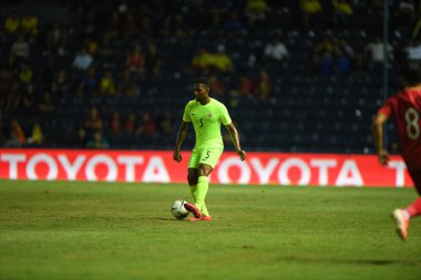 Buriram, Tayland - 8 Haziran 2019: Jurich Christopher Alexander Carolina # 5 Curacao oyuncusu Kings Cup final maçı sırasında Chang Arena, Buriram, Tayland