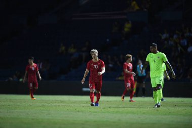 Buriram, Tayland - 8 Haziran. 2019: Nguyn Cng Phng # 10 Vietnam Oyuncusu Kings Cup final maçı sırasında Chang Arena, Buriram, Tayland 'da Curacao' ya karşı