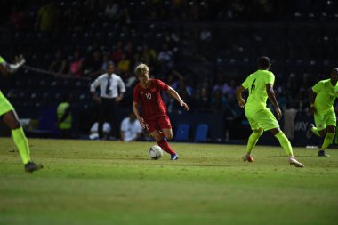 Buriram, Tayland - 8 Haziran. 2019: Nguyn Cng Phng # 10 Vietnam Oyuncusu Kings Cup final maçı sırasında Chang Arena, Buriram, Tayland 'da Curacao' ya karşı
