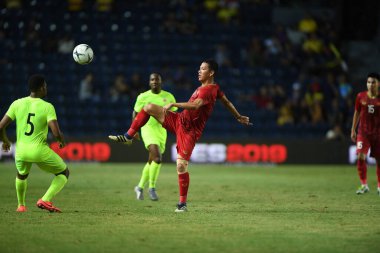 Buriram, Tayland - 8 Haziran 2019: Nguyn Anh Duc # 11 Vietnam Oyuncusu Kings Cup final maçı sırasında Chang Arena, Buriram, Tayland