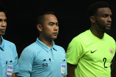 Buriram, Tayland - 8 Haziran 2019: Chang Arena, Buriram, Tayland 'da Curacao ile oynanan Kings Cup final maçında hakem