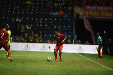 Buriram, Tayland - 8 Haziran 2019: Nguyn Quang Hi # 19 Kings Cup final karşılaşmasında Curacao 'ya karşı Chang Arena, Buriram, Tayland