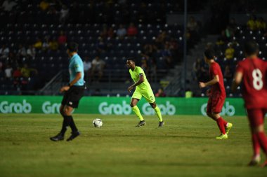 Buriram, Tayland - 8 Haziran 2019: Rhu-Endly Aurelio Jean-Carlo Martina # 2 Curacao oyuncusu Kings Cup final maçı sırasında Chang Arena, Buriram, Tayland