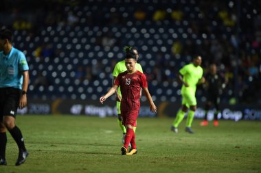 Buriram, Tayland - 8 Haziran 2019: Nguyn Quang Hi # 19 Kings Cup final karşılaşmasında Curacao 'ya karşı Chang Arena, Buriram, Tayland