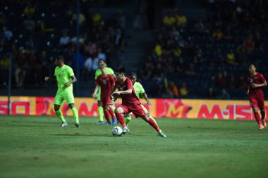 Buriram, Tayland - 8 Haziran 2019: Phm c Huy # 15 Vietnam Oyuncusu Kings Cup final maçı sırasında Chang Arena, Buriram, Tayland 'da Curacao' ya karşı