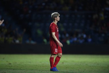 Buriram, Tayland - 8 Haziran. 2019: Nguyn Cng Phng # 10 Vietnam Oyuncusu Kings Cup final maçı sırasında Chang Arena, Buriram, Tayland 'da Curacao' ya karşı