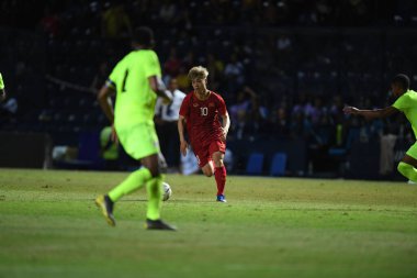 Buriram, Tayland - 8 Haziran. 2019: Nguyn Cng Phng # 10 Vietnam Oyuncusu Kings Cup final maçı sırasında Chang Arena, Buriram, Tayland 'da Curacao' ya karşı