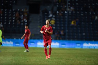 Buriram, Tayland - 8 Haziran 2019: Kings Cup final maçı sonrasında Buriram, Tayland 'da Curacao ile oynanan maçta Vietnam Oyuncuları