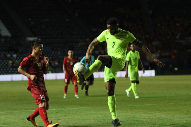 Buriram, Tayland - 8 Haziran 2019: Rhu-Endly Aurelio Jean-Carlo Martina # 2 Curacao oyuncusu Kings Cup final maçı sırasında Chang Arena, Buriram, Tayland