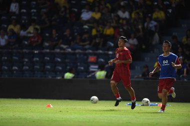 Buriram, Tayland - 8 Haziran 2019: Ha Duc Chinh # 18 Vietnam Futbolcusu Chang Arena, Buriram, Tayland 'da Curacao ile oynanan final maçında