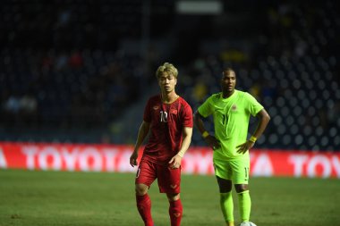 Buriram, Tayland - 8 Haziran. 2019: Nguyn Cng Phng # 10 Vietnam Oyuncusu Kings Cup final maçı sırasında Chang Arena, Buriram, Tayland 'da Curacao' ya karşı