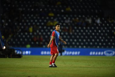 Buriram, Tayland - 8 Haziran 2019: Ha Duc Chinh # 18 Vietnam Futbolcusu Chang Arena, Buriram, Tayland 'da Curacao ile oynanan final maçında