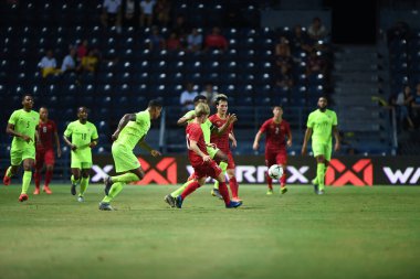 Buriram, Tayland - 8 Haziran. 2019: Nguyn Cng Phng # 10 Vietnam Oyuncusu Kings Cup final maçı sırasında Chang Arena, Buriram, Tayland 'da Curacao' ya karşı