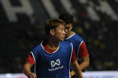 Buriram, Tayland - 8 Haziran 2019: Kings Cup final maçı sonrasında Buriram, Tayland 'da Curacao ile oynanan maçta Vietnam Oyuncuları