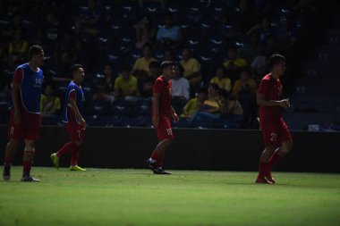 Buriram, Tayland - 8 Haziran 2019: Ha Duc Chinh # 18 Vietnam Futbolcusu Chang Arena, Buriram, Tayland 'da Curacao ile oynanan final maçında