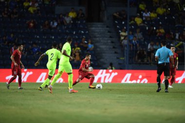Buriram, Tayland - 8 Haziran 2019: Nguyn Quang Hi # 19 Kings Cup final karşılaşmasında Curacao 'ya karşı Chang Arena, Buriram, Tayland