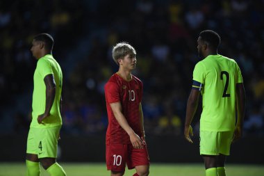 Buriram, Tayland - 8 Haziran. 2019: Nguyn Cng Phng # 10 Vietnam Oyuncusu Kings Cup final maçı sırasında Chang Arena, Buriram, Tayland 'da Curacao' ya karşı