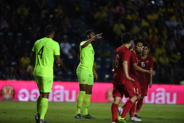 Buriram, Tayland - 8 Haziran 2019: Jafar Aurelio Miguel arias # 19 Curacao oyuncusu Kings Cup final maçı sırasında Chang Arena, Buriram, Tayland