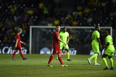 Buriram, Tayland - 8 Haziran 2019: Lng Xun Trng # 6 Vietnam oyuncusu Kings Cup final maçı sırasında Chang Arena, Buriram, Tayland