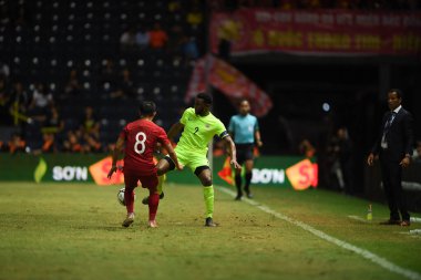 Buriram, Tayland - 8 Haziran 2019: Rhu-Endly Aurelio Jean-Carlo Martina # 2 Curacao oyuncusu Kings Cup final maçı sırasında Chang Arena, Buriram, Tayland