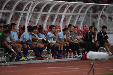 Jakarta, Endonezya - 10 Eylül 2019: Dünya Kupası eleme maçı sırasında Endonezya 'nın Gelora Bung Karno Stadyumu' nda oynanan Dünya Kupası 2020 karşılaşmasında 