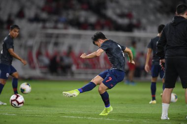 Jakarta, Endonezya - 10 Eylül 2019: Dünya Kupası eleme maçı sırasında Endonezya 'nın Gelora Bung Karno Stadyumu' nda oynanan Dünya Kupası 2020 karşılaşmasında 