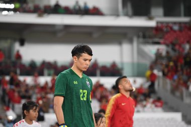 Jakarta, Endonezya - 10 Eylül 2019: Siwarak Tedsungnoen # 23 Tayland Oyuncusu 2020 Dünya Kupası elemeleri sırasında Endonezya 0-3 Tayland maçı sırasında Gelora Bung Karno Stadyumu, Endonezya