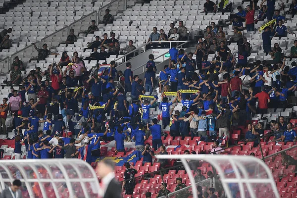 Yakarta Indonesia Sep 2019 Fans Identificados Tailandia Acción Durante Partido — Foto de Stock