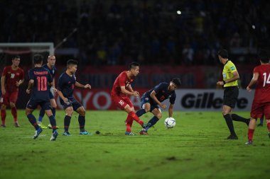Pathumthani Thailand 5 sep 2019: Phitiwat sukjitthamakul # 16 Tayland futbolcusu 2022 Dünya Kupası elemeleri sırasında Thammasat Stadyumu 'nda Vietnam' a karşı 
