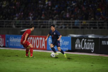 Pathumthani Tayland 5 Eylül 2019: Thammasat Stadyumu 'nda Vietnam' a karşı oynanan 2022 Dünya Kupası elemeleri sırasında Tayland 7. 