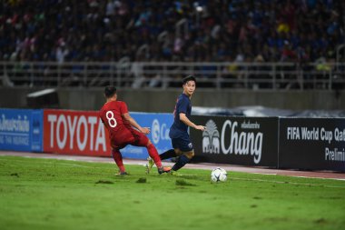 Pathumthani Tayland 5 Eylül 2019: Thammasat Stadyumu 'nda Vietnam' a karşı oynanan 2022 Dünya Kupası elemeleri sırasında Tayland 8. 