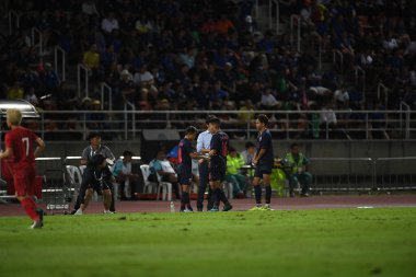 Pathumthani Tayland 5 Eylül 2019: 2022 Dünya Kupası elemeleri sırasında Thammasat Stadyumu 'nda Vietnam' a karşı oynayanlar 