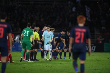 Pathumthani Tayland 5 Eylül 2019: 2022 Dünya Kupası elemeleri sırasında Thammasat Stadyumu 'nda Vietnam' a karşı oynayanlar 