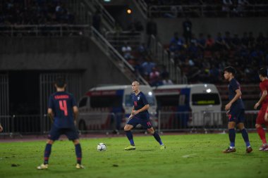 Pathumthani Tayland 5 Eylül 2019: Manuel Tom Bihr # 14 Tayland Dünya Kupası elemeleri sırasında Thammasat Stadyumu 'nda Vietnam' a karşı oynandı. 