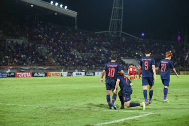 Pathumthani Tayland 5 Eylül 2019: 2022 Dünya Kupası elemeleri sırasında Thammasat Stadyumu 'nda Vietnam' a karşı oynayanlar 