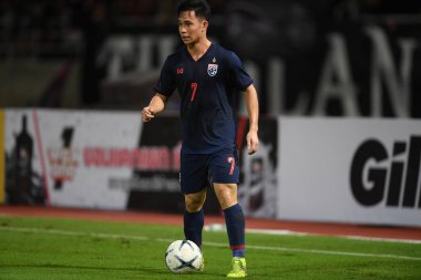 Pathumthani Tayland 5 Eylül 2019: Thammasat Stadyumu 'nda Vietnam' a karşı oynanan 2022 Dünya Kupası elemeleri sırasında Tayland 7. 