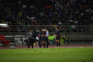 Pathumthani Tayland 5 Eylül 2019: 2022 Dünya Kupası elemeleri sırasında Thammasat Stadyumu 'nda Vietnam' a karşı oynayanlar 