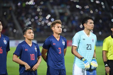 Pathumthani Tayland 5 Eylül 2019: 2022 Dünya Kupası elemeleri sırasında Thammasat Stadyumu 'nda Vietnam' a karşı oynayanlar 