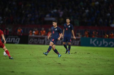 Pathumthani Thailand 5 sep 2019: Phitiwat sukjitthamakul # 16 Tayland futbolcusu 2022 Dünya Kupası elemeleri sırasında Thammasat Stadyumu 'nda Vietnam' a karşı 