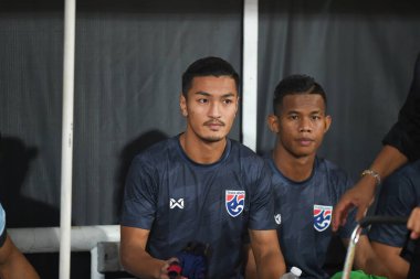 Pathumthani Tayland 5 Eylül 2019: Thammasat Stadyumu 'nda 2022 Dünya Kupası elemeleri sırasında Adisorn Promrak 5. 