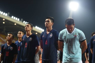 Pathumthani Tayland 5 Eylül 2019: 2022 Dünya Kupası elemeleri sırasında Thammasat Stadyumu 'nda Vietnam' a karşı oynayanlar 