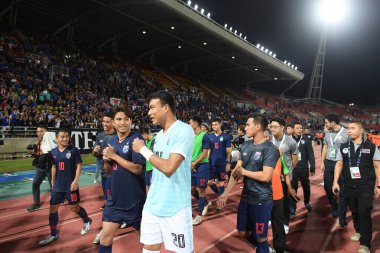 Pathumthani Tayland 5 Eylül 2019: 2022 Dünya Kupası elemeleri sırasında Thammasat Stadyumu 'nda Vietnam' a karşı oynayanlar 